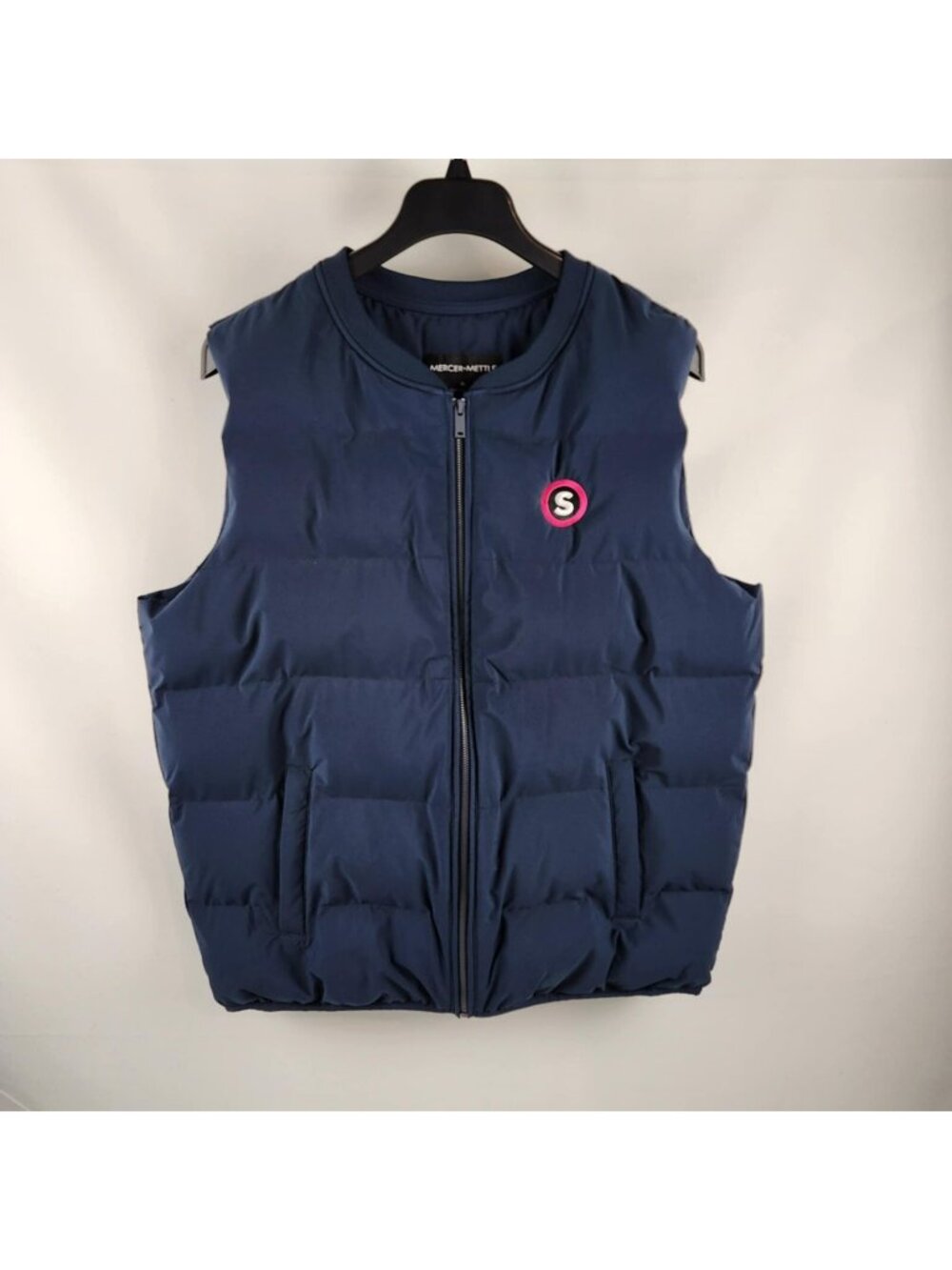Mercer + Mettle Vest Mens XL Dark Blue Zip Puffer Jacket Company Logo